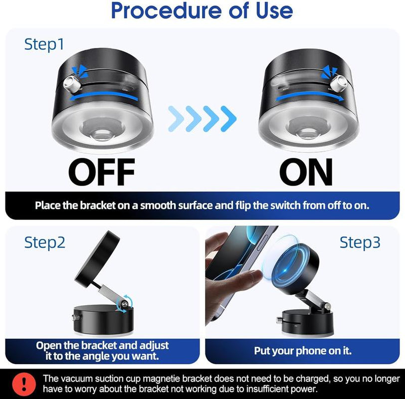 Magnetic Phone Holder Stand, Adjustable & Foldable, Strong Suction Cup, Vacuum Adsorption, Portable Multifunctional Mobile Phone Stand for Car & Multi-Scene Use Vacuum Magnetic