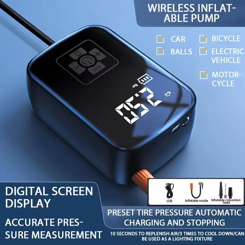 Wireless Electric Car Air Compressor - Portable Tire Inflator for Motorcycles, Bicycles, Boats & More!