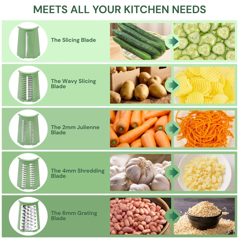 5 in 1 Rotary Cheese Grater Vegetable Slicer