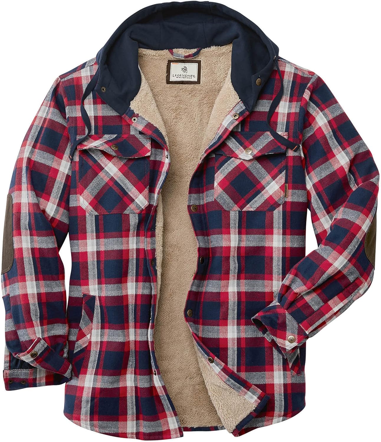 Men's Hooded Flannel Shirt Jacket with Berber Lining for Camp Nights