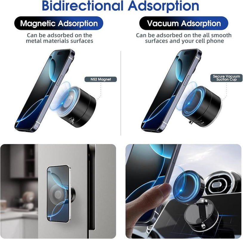 Magnetic Phone Holder Stand, Adjustable & Foldable, Strong Suction Cup, Vacuum Adsorption, Portable Multifunctional Mobile Phone Stand for Car & Multi-Scene Use Vacuum Magnetic