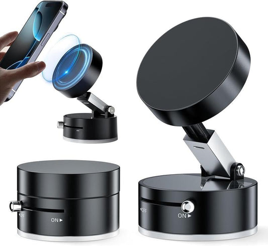 Magnetic Phone Holder Stand, Adjustable & Foldable, Strong Suction Cup, Vacuum Adsorption, Portable Multifunctional Mobile Phone Stand for Car & Multi-Scene Use Vacuum Magnetic