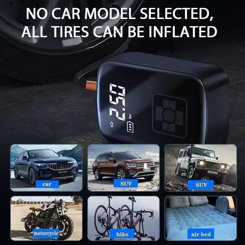 Wireless Electric Car Air Compressor - Portable Tire Inflator for Motorcycles, Bicycles, Boats & More!