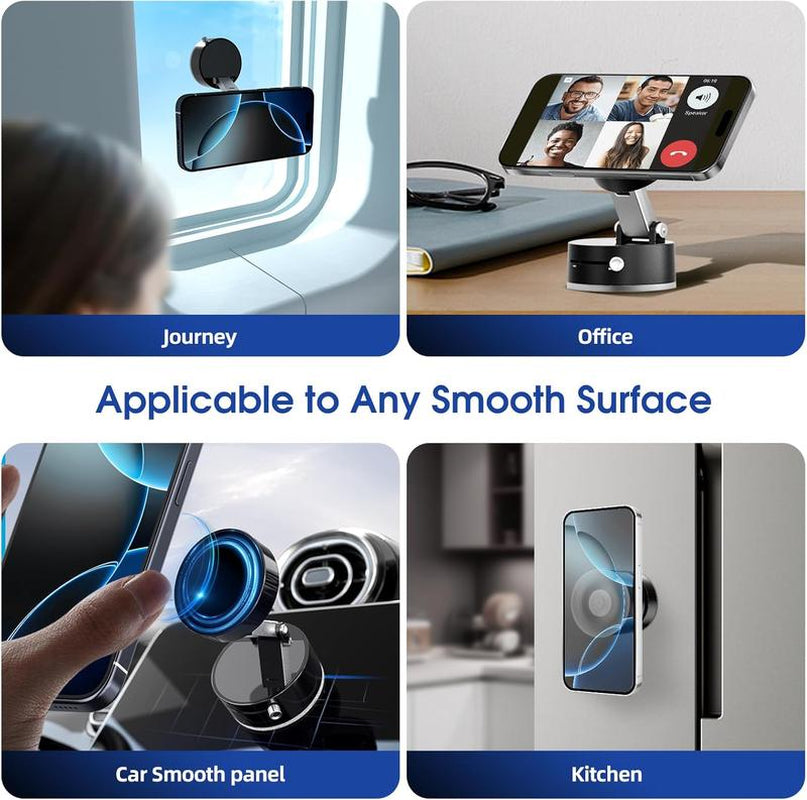Magnetic Phone Holder Stand, Adjustable & Foldable, Strong Suction Cup, Vacuum Adsorption, Portable Multifunctional Mobile Phone Stand for Car & Multi-Scene Use Vacuum Magnetic